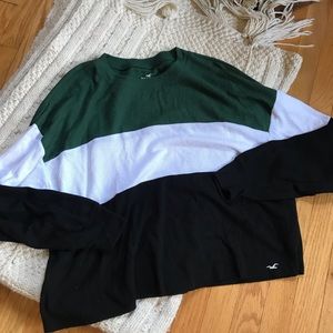 Waffle Knit Color Block Crop Sz L